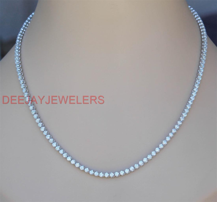 11ct Diamond Eternity Tennis Chain Necklace 20 inch 14k White Gold