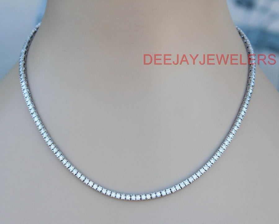 10ct Diamond Tennis Necklace Eternity 14k White Gold Box Link