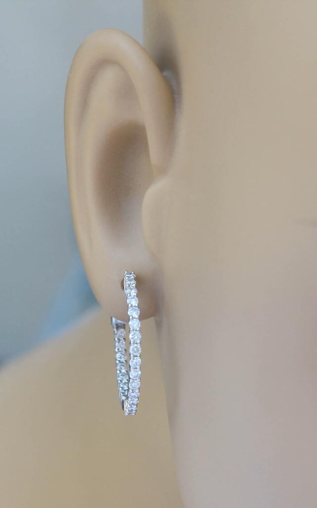 1.32ct Diamond Inside Out Hoop Earrings 18k White Gold