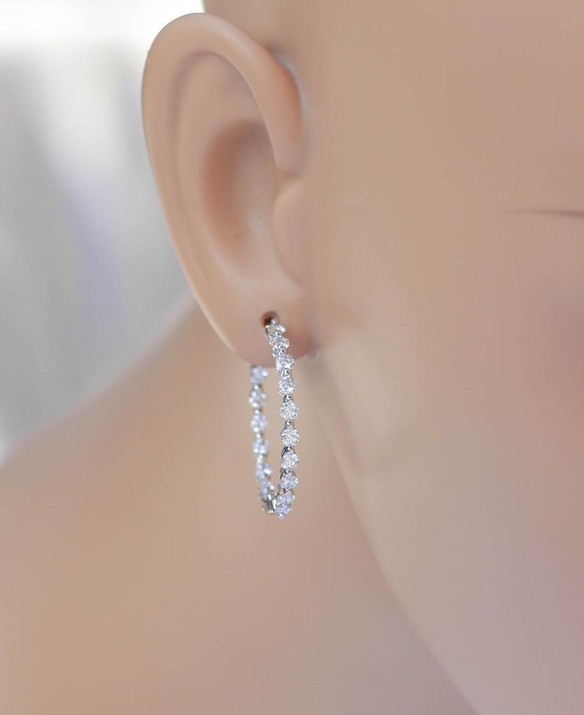 1.79ct Diamond Inside Out Hoop Earrings 18k White Gold