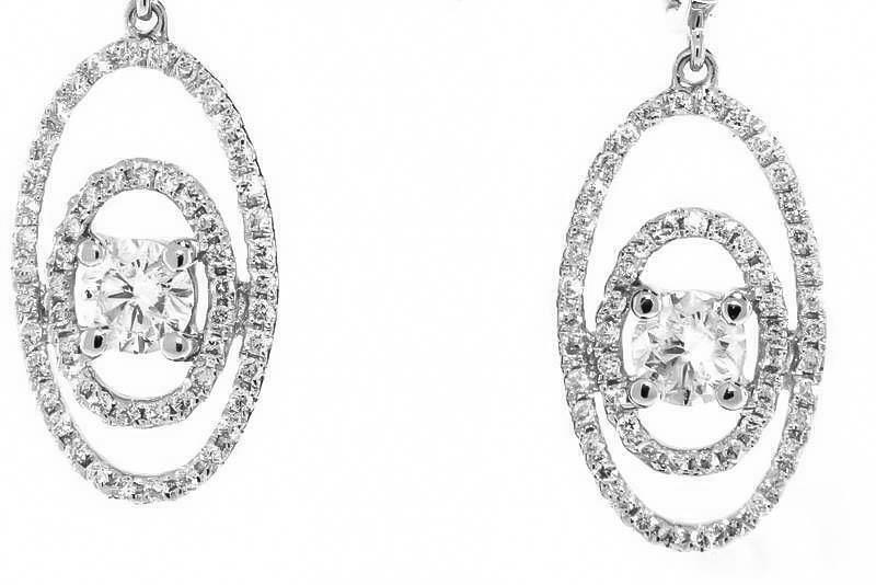 1.35ct Diamond Dangle Earrings Drop 18k White Gold