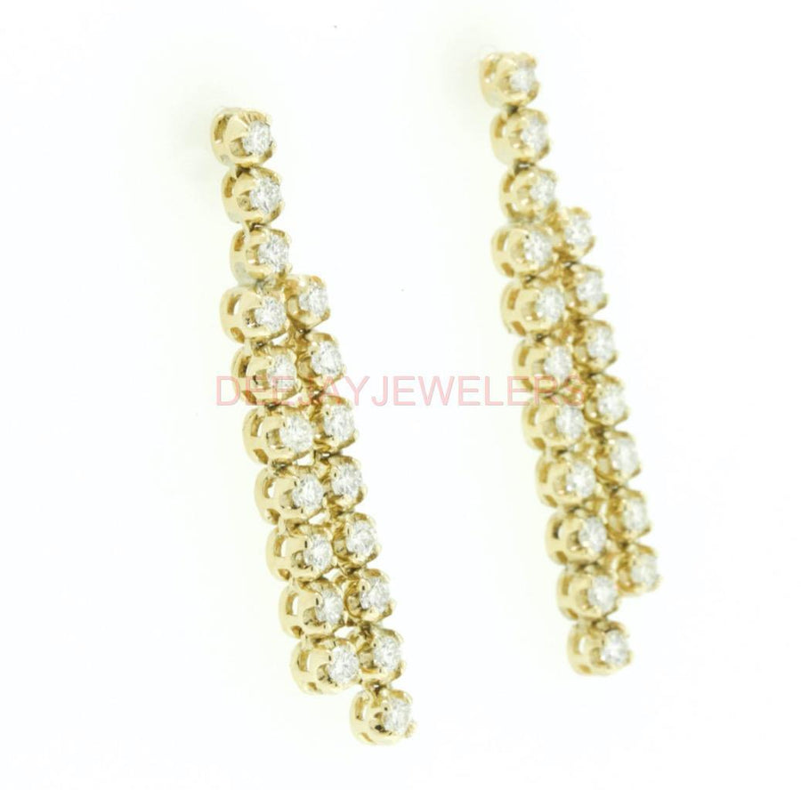 1.20ct Diamond Tennis Earrings Double Dangle 14k Yellow Gold