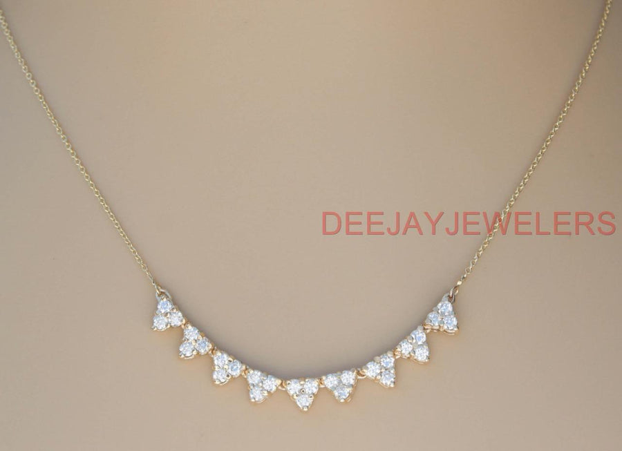 1.60ct Diamond Fancy Cluster Necklace 14k Yellow Gold