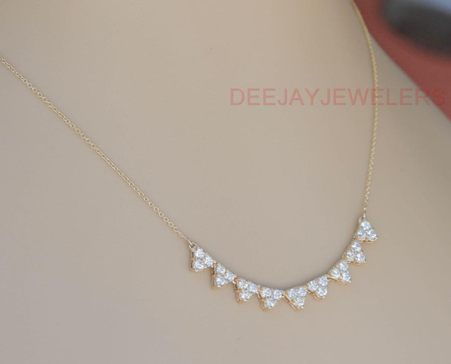1.60ct Diamond Fancy Cluster Necklace 14k Yellow Gold