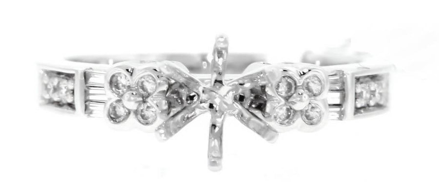 0.24ct Diamond Engagement Semi-Mount Ring Setting 18k White Gold