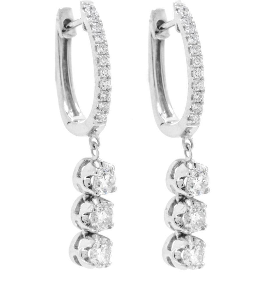 1.25ct Diamond Dangle Drop Earrings 18k White Gold