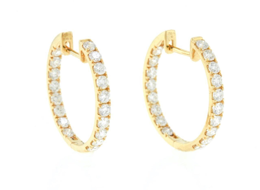 1.49ct Diamond Inside Out Hoop Earrings 18k Yellow Gold