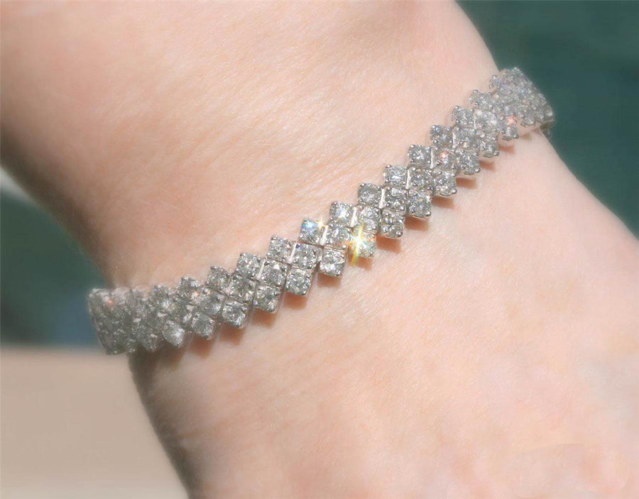 11ct Diamond Chevron Tennis Bracelet 14k White Gold