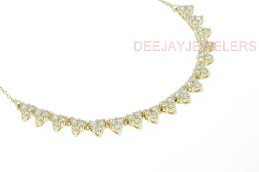 1.55ct Diamond Fancy Cluster Necklace 14k Yellow Gold
