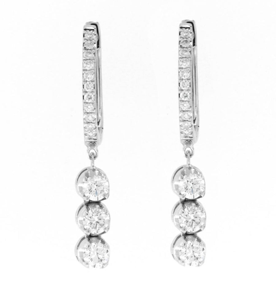 1.25ct Diamond Dangle Drop Earrings 18k White Gold