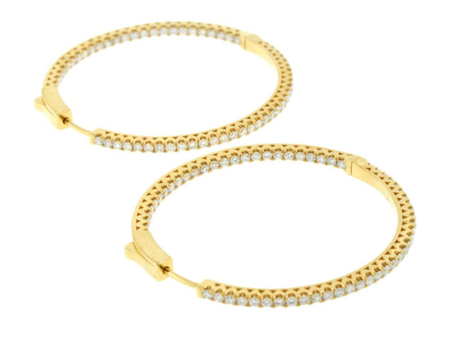 1.81ct Diamond Inside Out Hoop Earrings 18k Yellow Gold Large Round