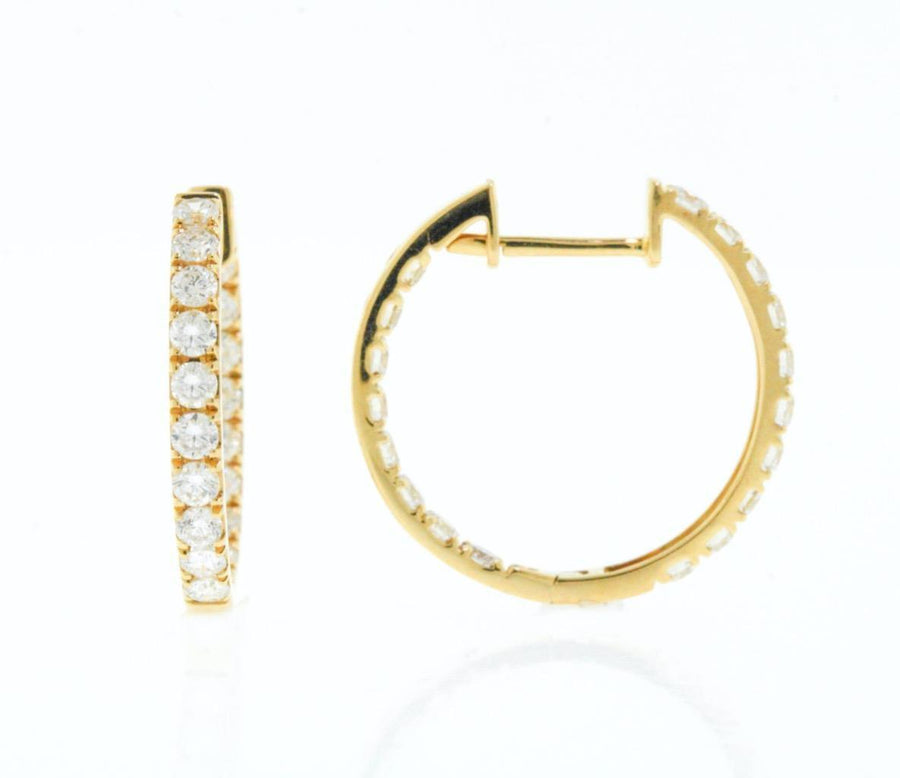 1.49ct Diamond Inside Out Hoop Earrings 18k Yellow Gold