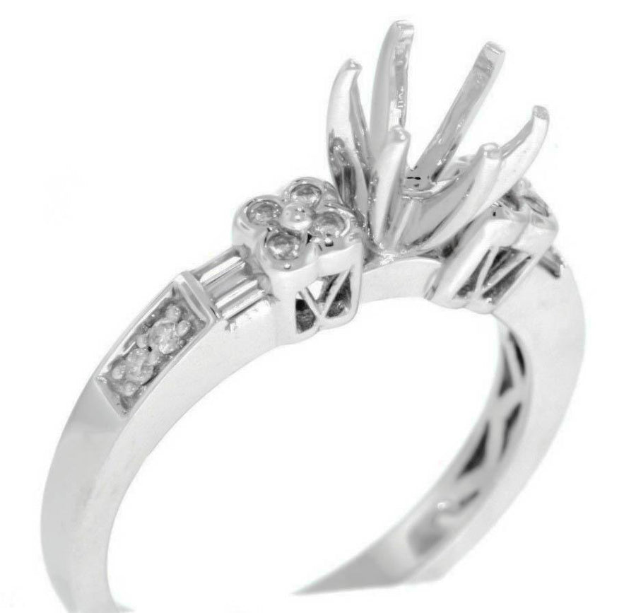 0.24ct Diamond Engagement Semi-Mount Ring Setting 18k White Gold