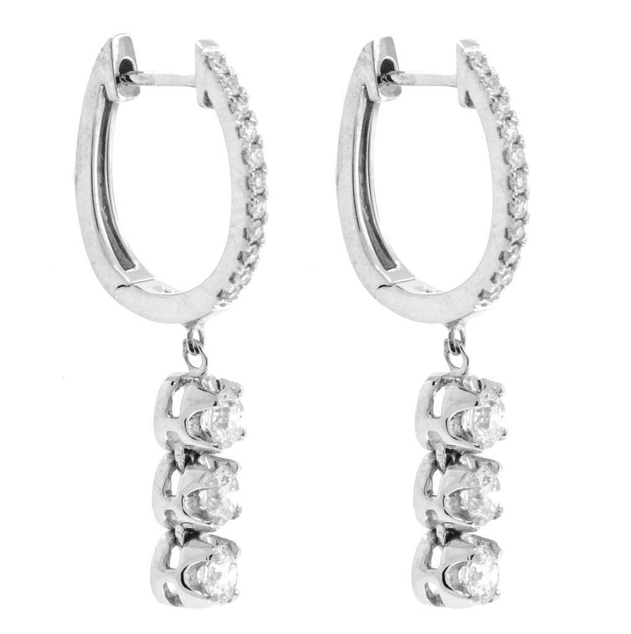 1.25ct Diamond Dangle Drop Earrings 18k White Gold