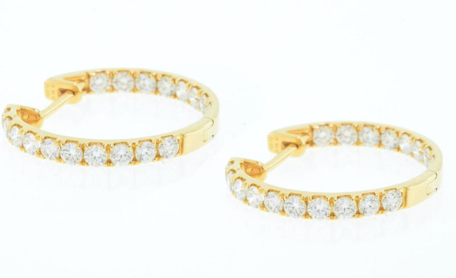 1.49ct Diamond Inside Out Hoop Earrings 18k Yellow Gold