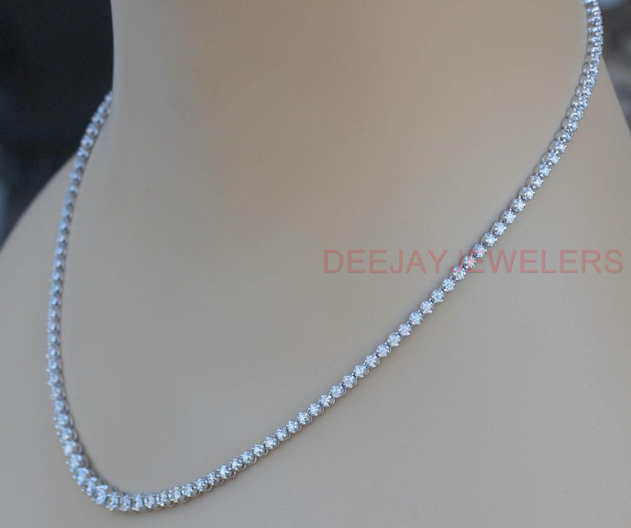 5.29ct Graduated Diamond Tennis Riviera Necklace 14k White Gold
