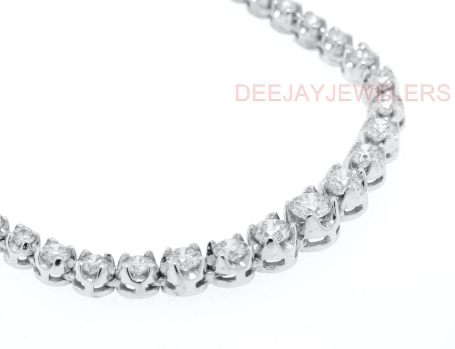 5.60ct Graduated Diamond Tennis Riviera Necklace 14k White Gold