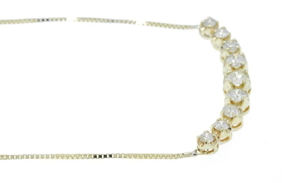 1.40ct Diamond Fancy Bar Necklace 14k Yellow Gold