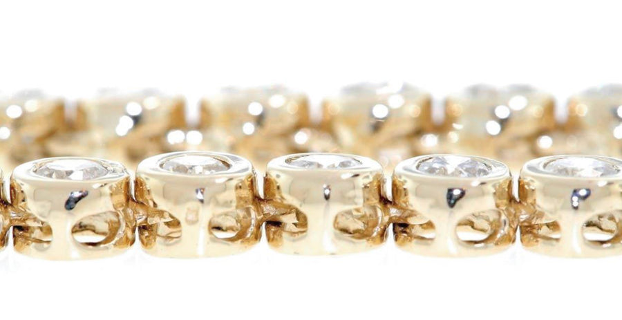 9ct Bezel Diamond Eternity Tennis Necklace 14k Yellow Gold