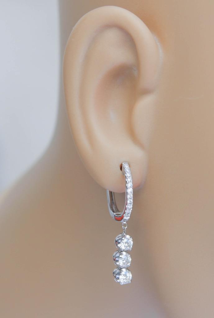 1.25ct Diamond Dangle Drop Earrings 18k White Gold