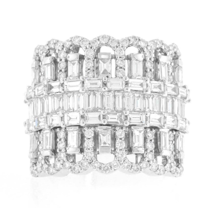 3.83ct Baguette Statement Diamond Ring 18k White Gold Band