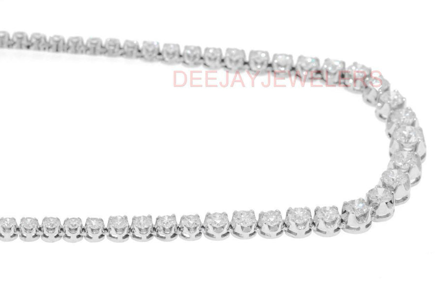 15.30ct Graduated Diamond Tennis Necklace Riviera 14k White Gold