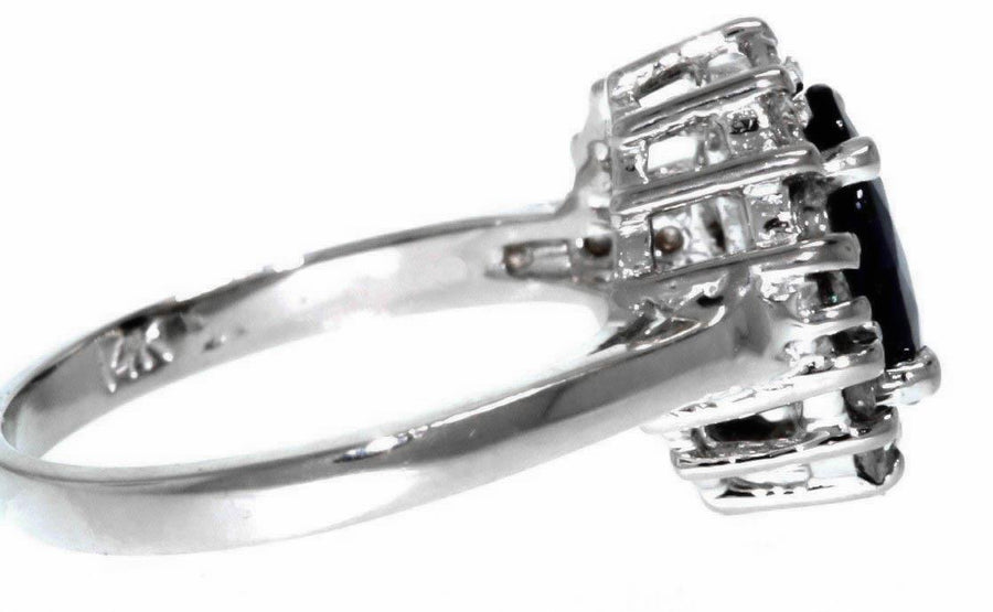 2ct Sapphire and Diamond Ring 14k White Gold