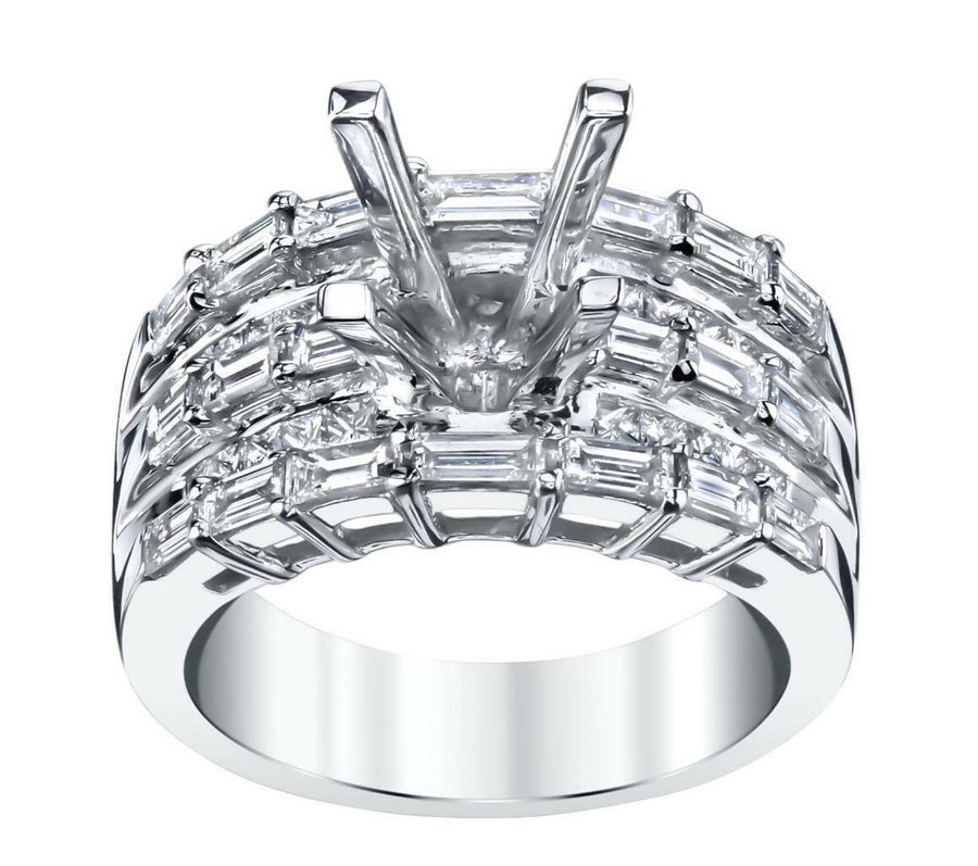 2.06ct Diamond Semi-Mount Ring Setting 18k White Gold