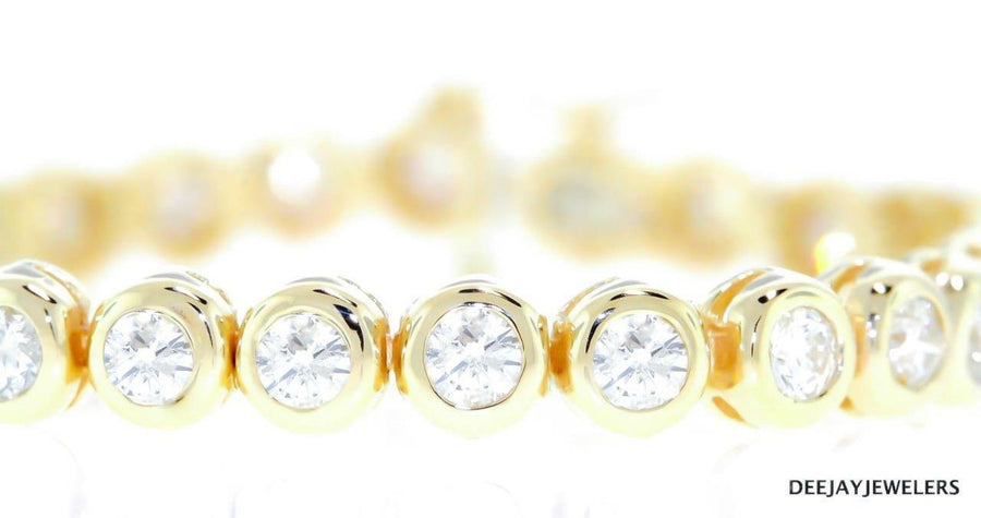 7ct Diamond Bezel Tennis Bracelet 14k Yellow Gold