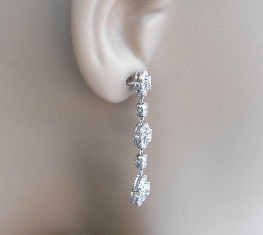 1.43ct Diamond Teardrop Dangle Earrings 18k White Gold