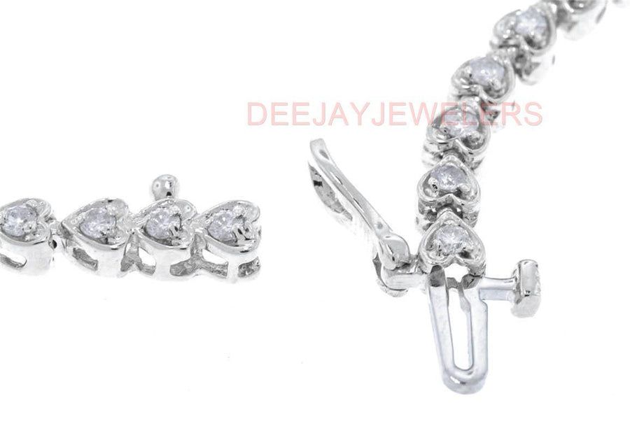4.25ct Diamond Heart Link Tennis Necklace 14k White Gold