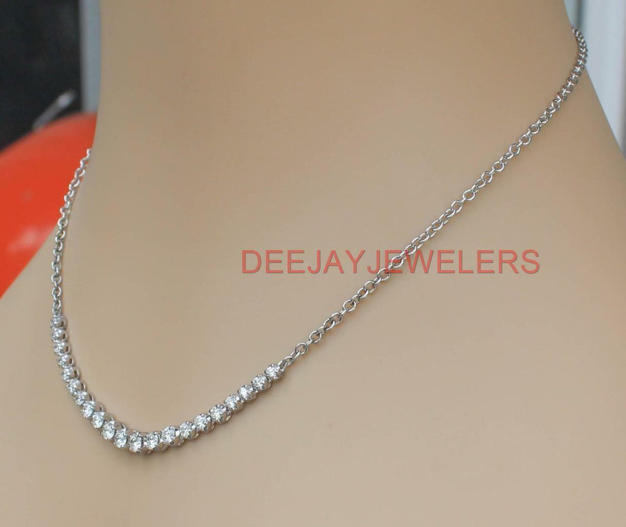 2.55ct Fancy Diamond Half Tennis Necklace 14k White Gold