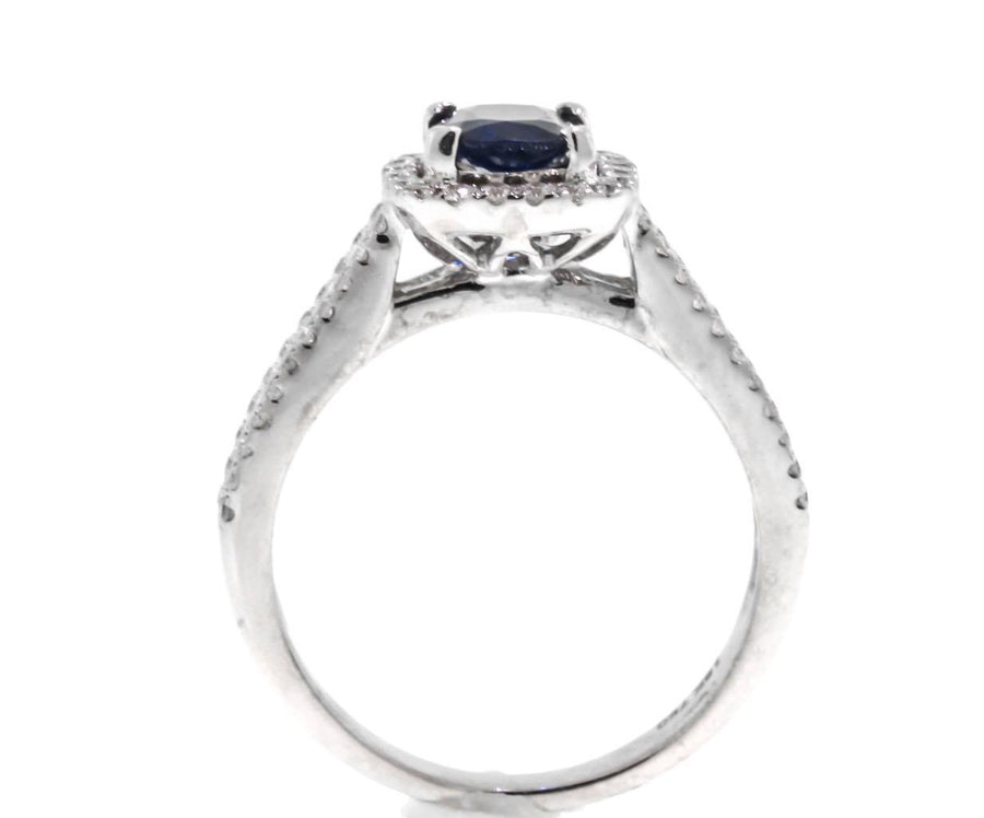 1.15ct Sapphire and Princess Diamond Ring 18k White Gold
