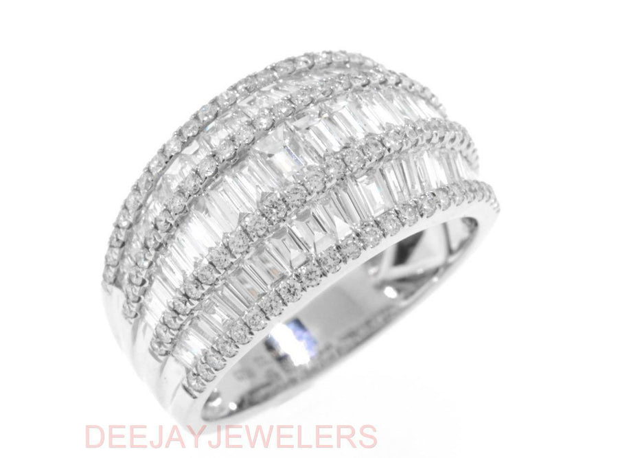 2.61ct Baguette Diamond Statement Ring 18k White Gold Band