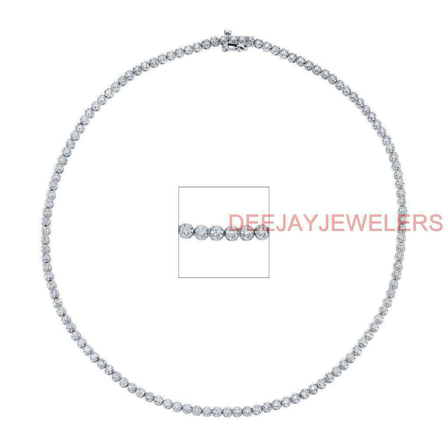 9ct Diamond Eternity Tennis Necklace 14k White Gold 17 in
