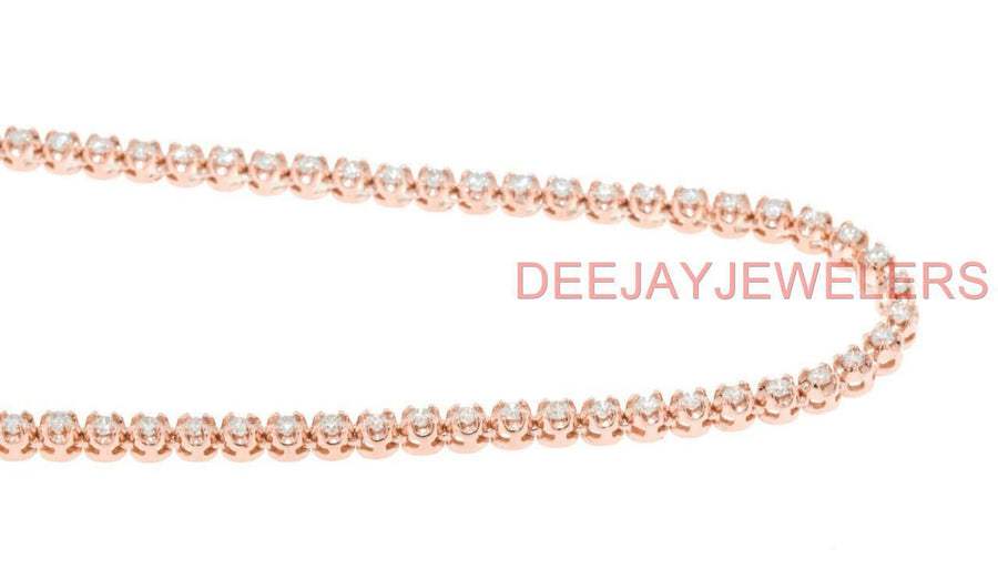 5ct Diamond Eternity Tennis Necklace Rose Gold 16 inch