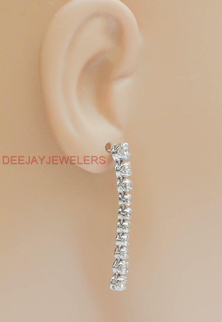 2ct Diamond Dangle Tennis Earrings 14k White Gold