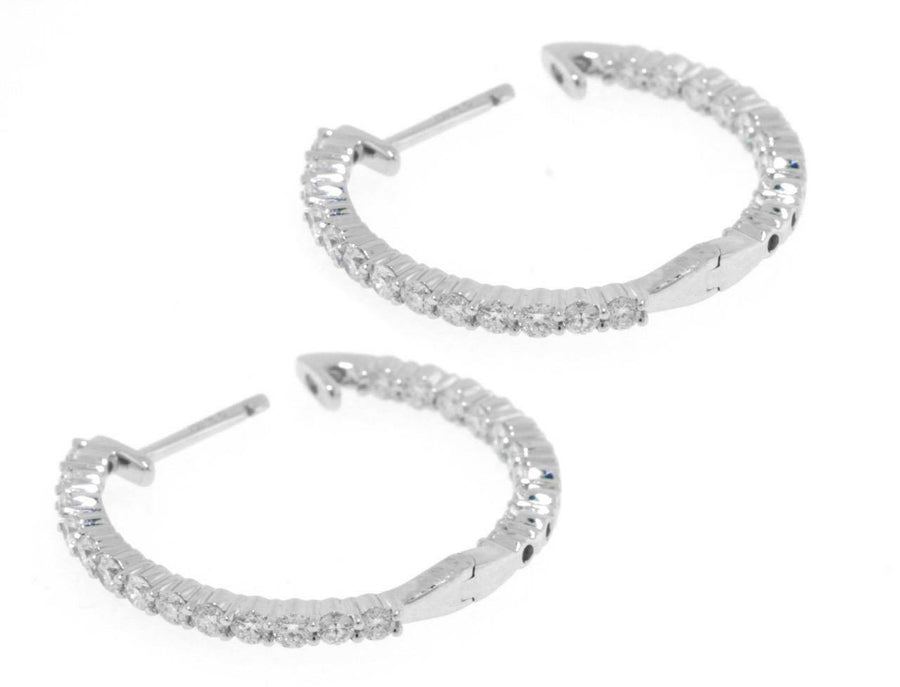 0.91ct Diamond Inside Out Hoop Earrings 18k White Gold