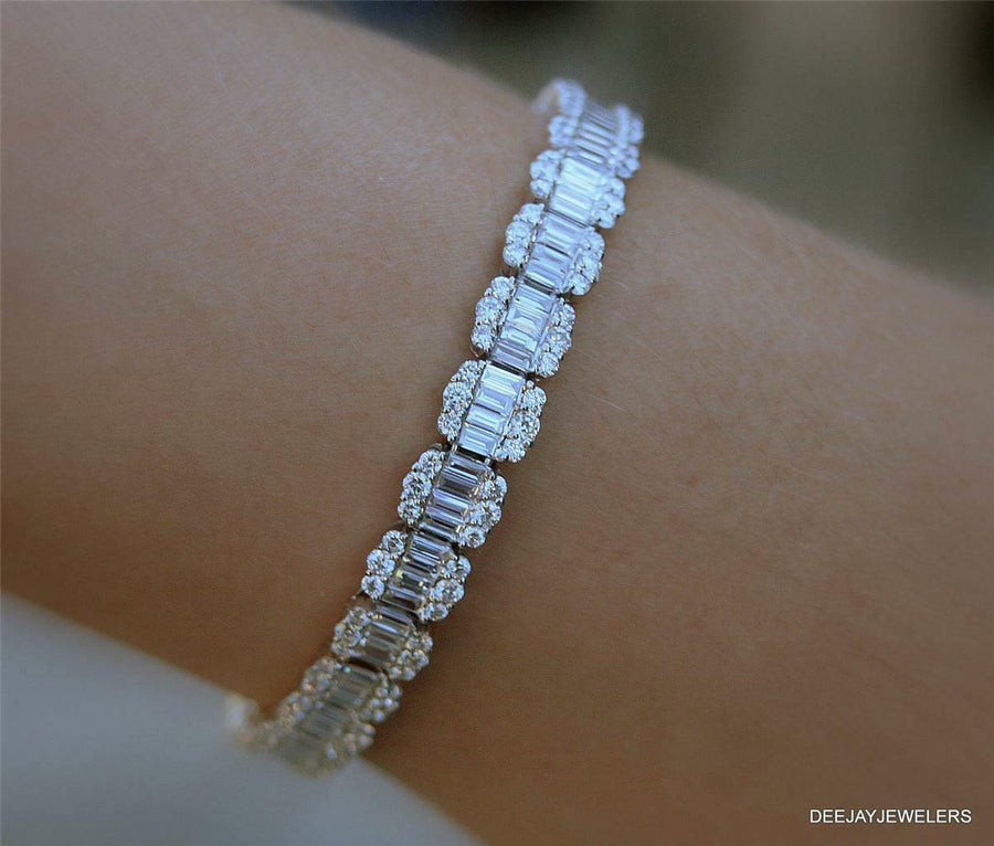 Julia Bracelet | 8.41ct Baguette Diamond Statement Bracelet 18k White Gold