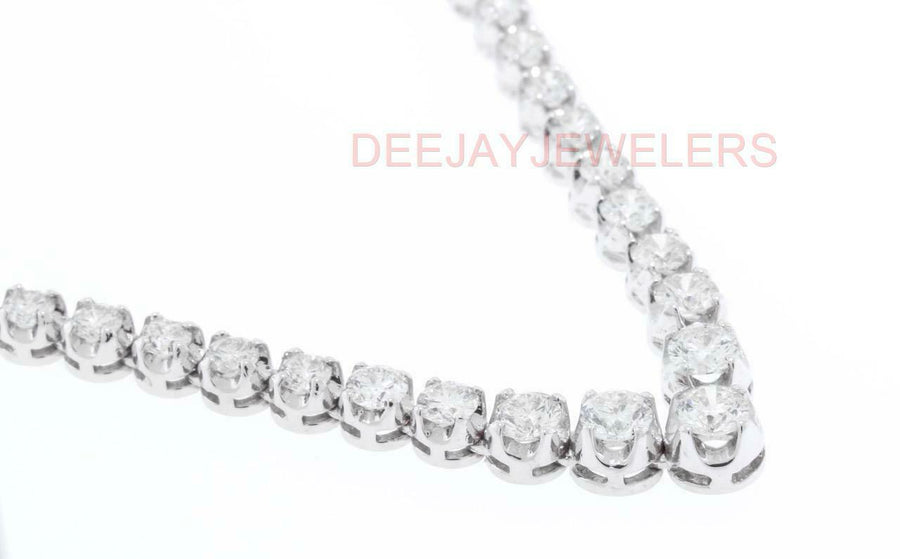 14ct Diamond V Tennis Necklace Graduated 14k White Gold