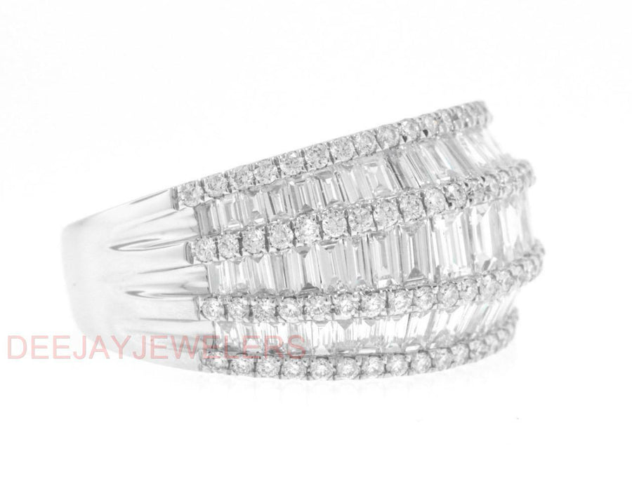 2.61ct Baguette Diamond Statement Ring 18k White Gold Band
