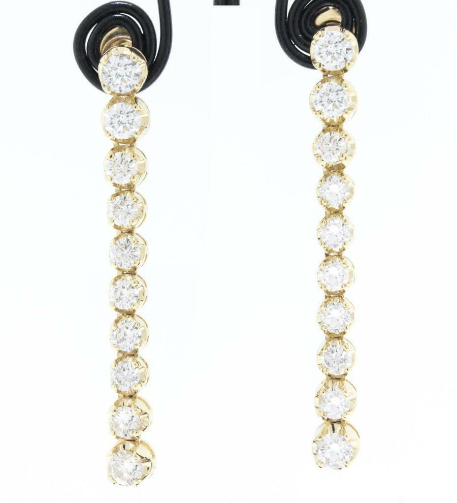 3.65ct Diamond Tennis Earrings Dangle Drop 14k Yellow Gold