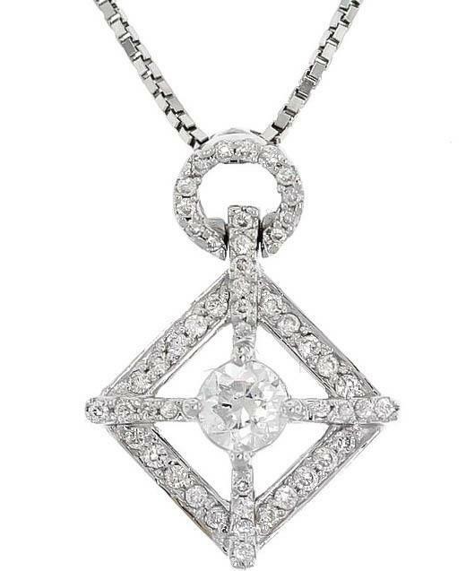 0.54ct Diamond Pendant Necklace Slide 18k White Gold