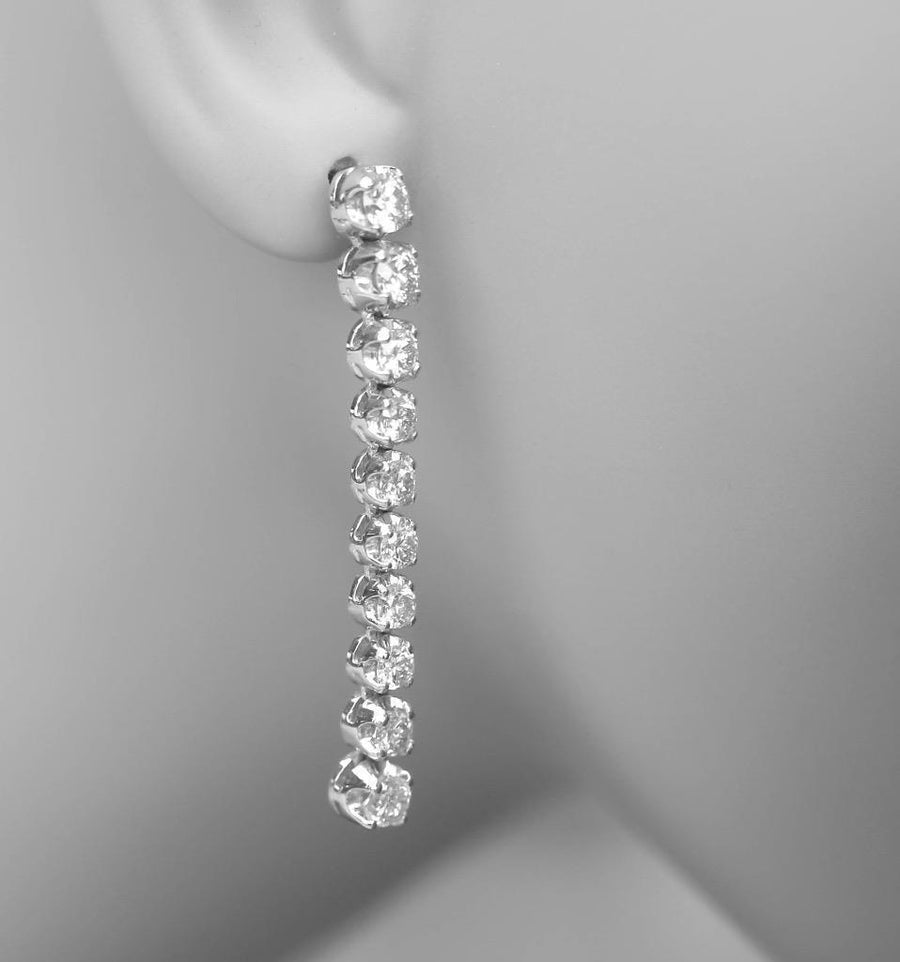 3.85ct Diamond Tennis Dangle Earrings 14k White Gold