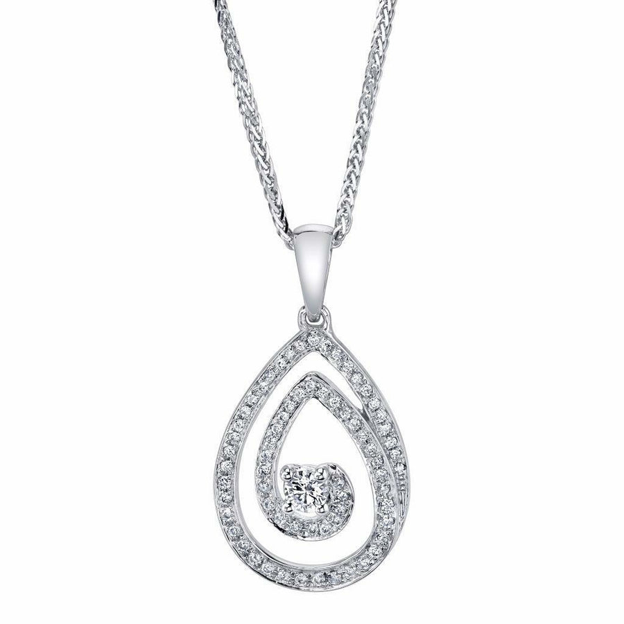 0.31ct Diamond Teardrop Pendant Necklace 18k White Gold