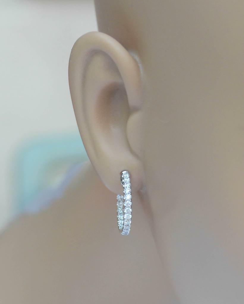 0.81ct Diamond Inside Out Round Hoop Earrings 18k White Gold