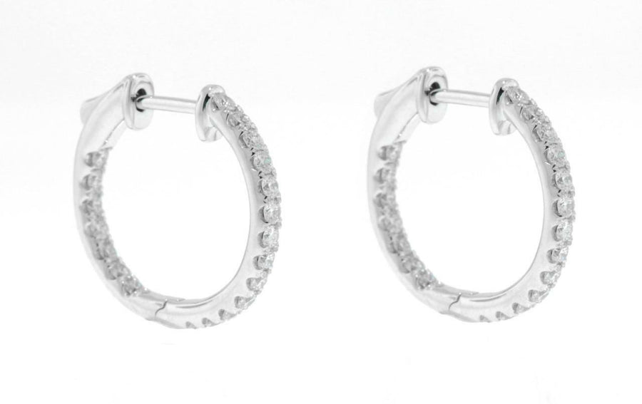 0.81ct Diamond Inside Out Round Hoop Earrings 18k White Gold