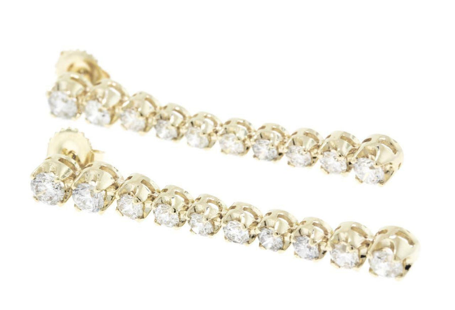 3.65ct Diamond Tennis Earrings Dangle Drop 14k Yellow Gold