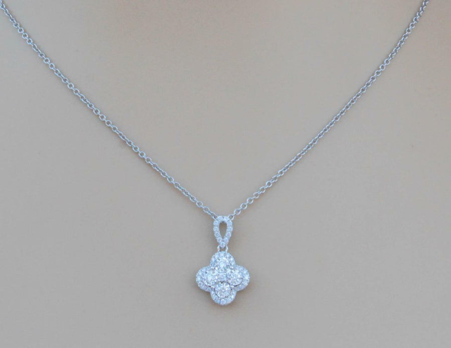 0.50ct Diamond Pendant Necklace 18k White Gold Illusion Set