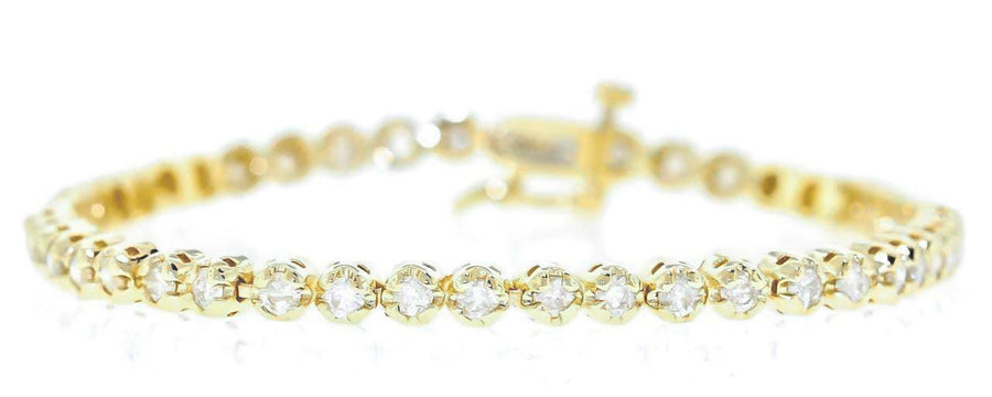3ct Diamond Ankle Bracelet 14k Yellow Gold Anklet 9 inch